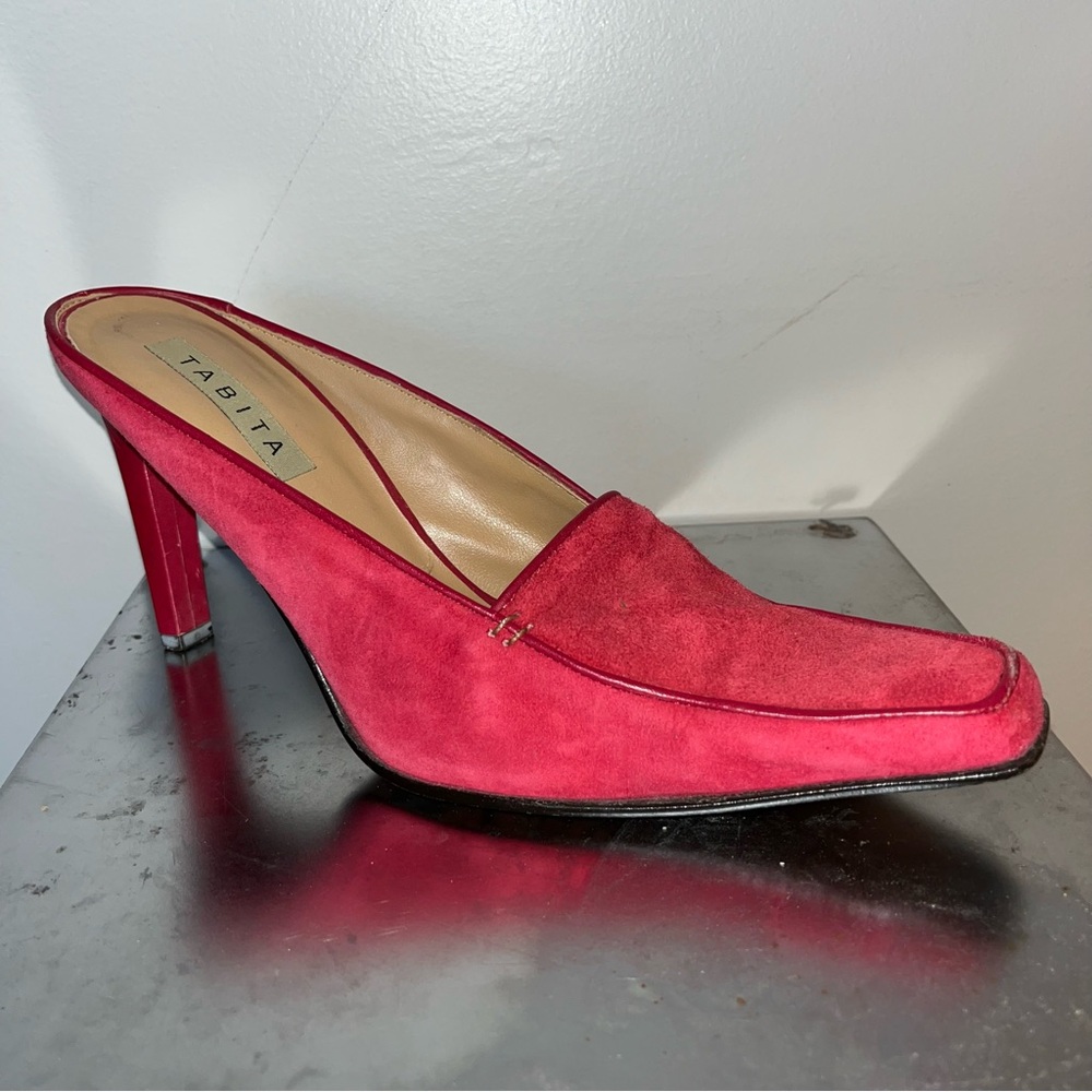 Tabita red suede slip on heels size 6.5
